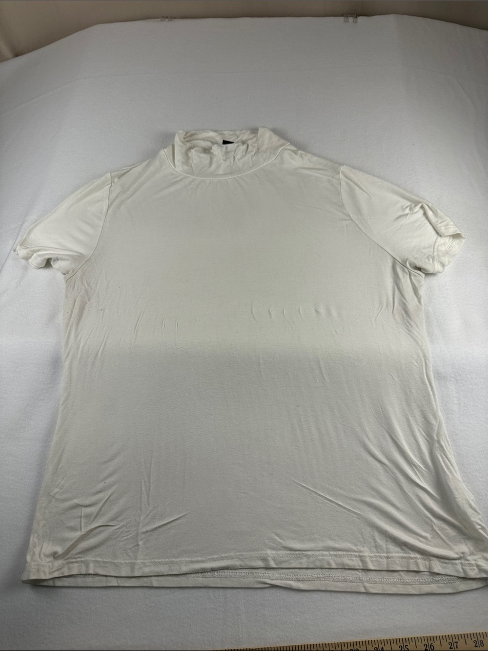 Women's Cream Short Sleeve Mock Neck Top - 281